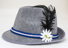 1041 Trilby Hat with Blue/White Cord, One Size Fits All